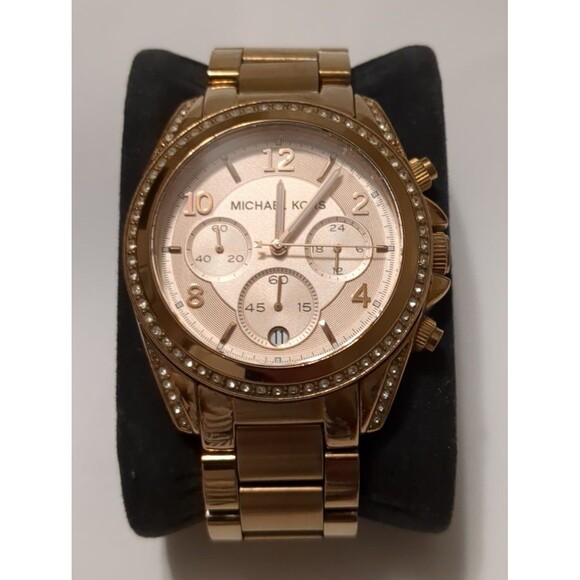 Michael Kors Rose Gold Blair Glitz Chrono SS Quartz Women's Watch MK5263 - Picture 1 of 4